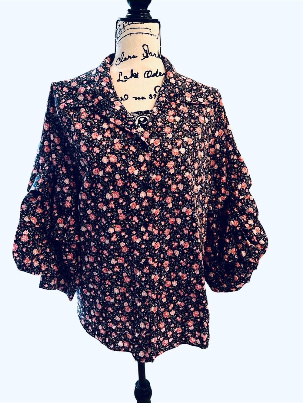 🌸 Hyacinth House Floral Ruffle Sleeve Button Down Blouse - Size Large 🌸
